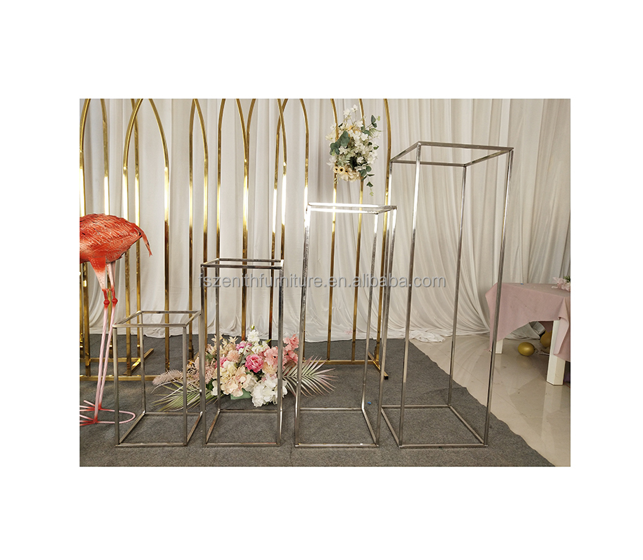 Event Party Backdrop Decoration Gold Metal Road Lead Silver Wedding Flower Stand Table Centerpiece