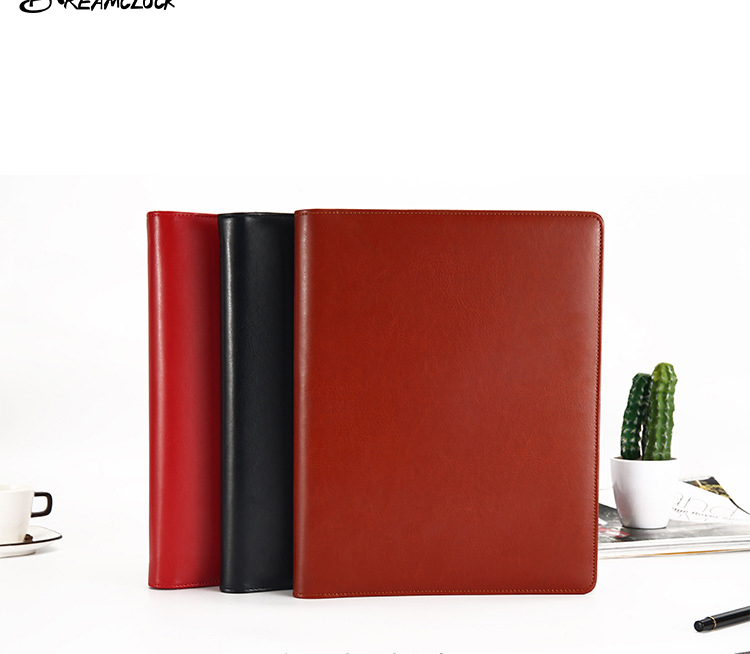Hot Sales Business Portfolio Bag A4 Binder Organizer Leather File Folder Custom