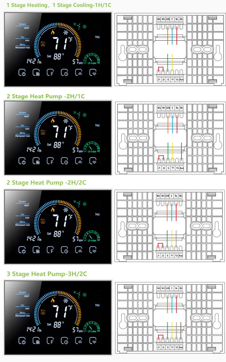 LCD Display Smart heat pump Thermostats High Accuracy 2.4GHz Wifi Temperature Controller