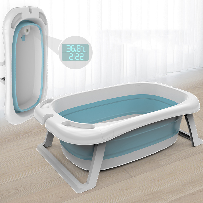Electronic intelligent dual temperature sensing foldable Bathtub For Newborn Babies Kids Boys Girls Toddlers