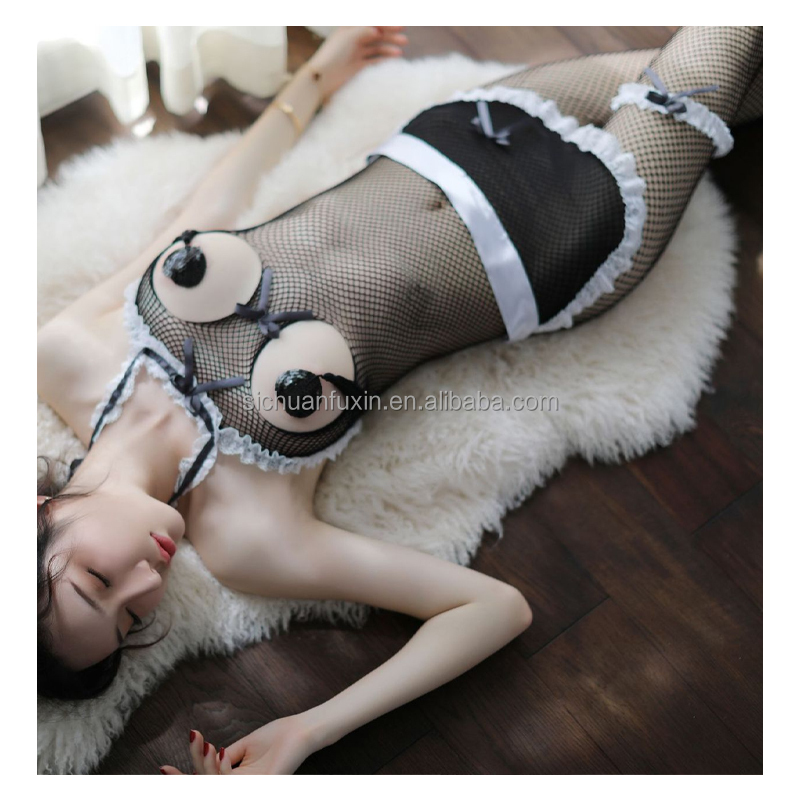 lace revealing large Erotic panties bra See-through lace maid service three-point passion sexy suit uniform temptation underwear