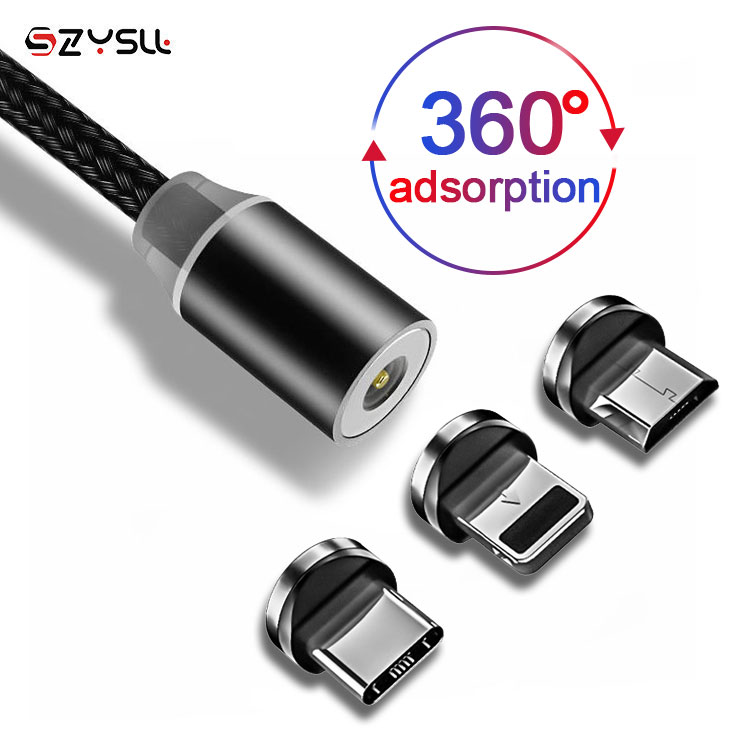 3 в 1 быстрая зарядка 1 м 3 м Плетеный Micro Usb 2.4A Type C Магнитный кабель