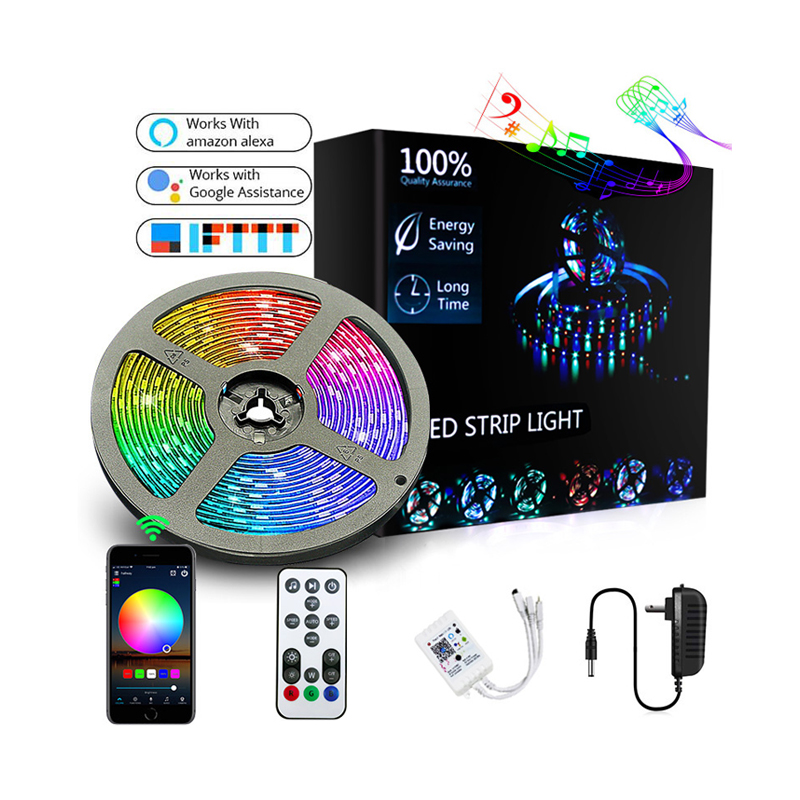 Светодиодная лента RGB 5 м 12 В ip65 wifi smart с подсветкой 5050 rgb Набор Гибкая Водонепроницаемая светодиодная лента