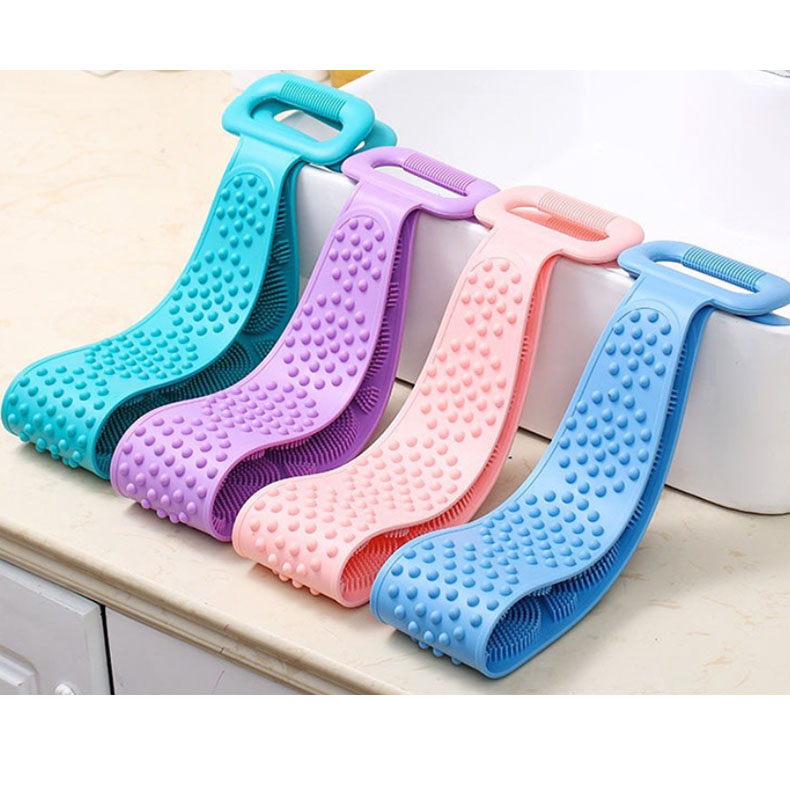 Silicone Bath Body Brush Exfoliating Long Silicone Bath Belt Back Body Scrubber for Shower