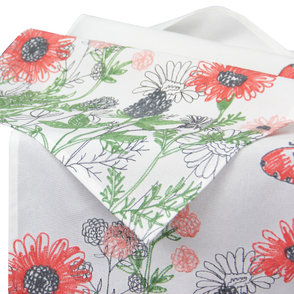 Dining Home Decor white oblong Embroidered spring flower table runner