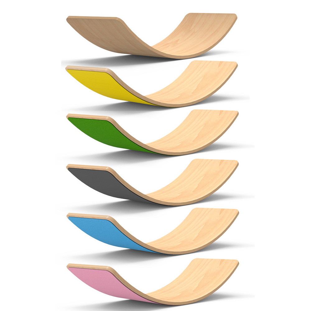 Popular Kids Yoga Board Curvy Rocker Montessori Wobble Wooden Fitness Balance Board
