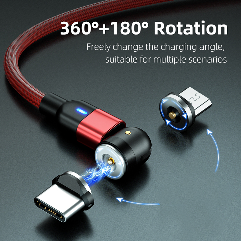 3 в 1, магнитный USB-кабель для зарядки мобильного телефона с поворотом на 540 градусов