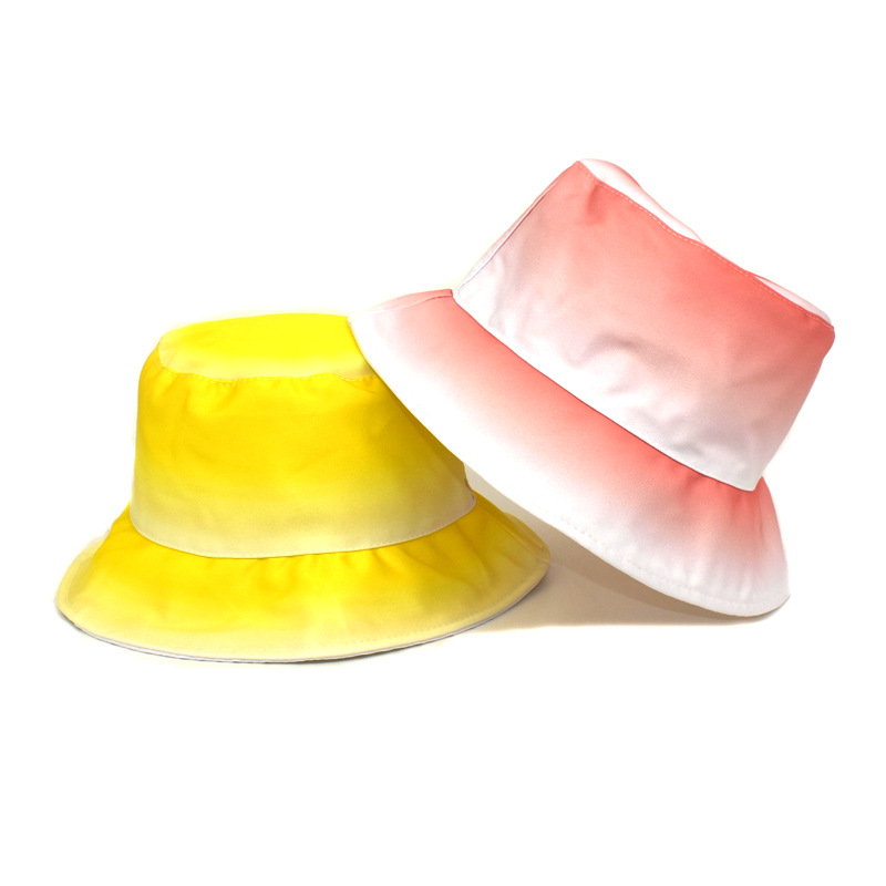 Fashion Cotton Breathable Bucket Hat Gradient Flat Top Short Brim Bucket Hat Fishing Hat