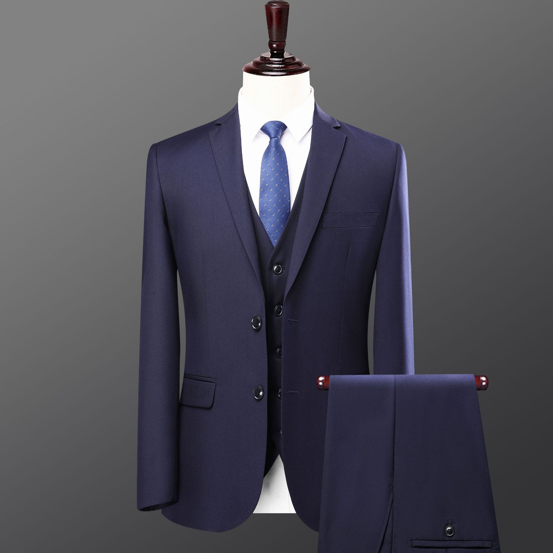 Professional Navy Blue Men's High-End Customizable Business Suit