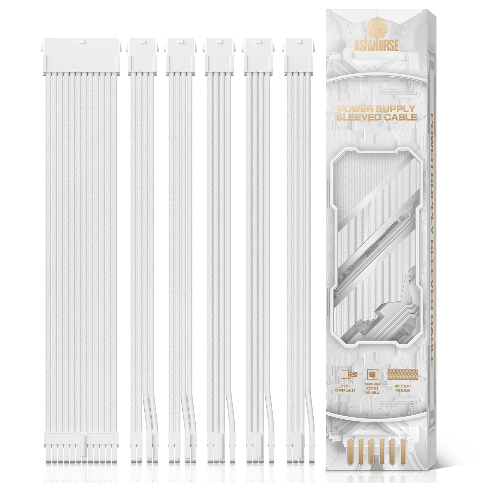 1x2 4pin/2x4 + 4 EPS/3x6 + 2 PCI-E 30 см Длина 16 AWG PSU комплект удлинителей с расческами-белый