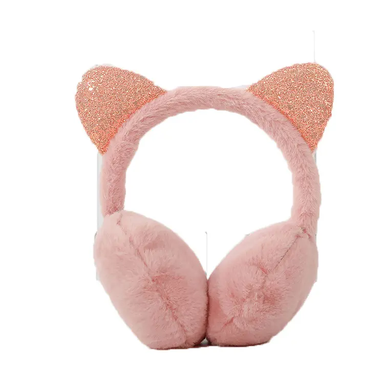 Creative new Sequin cat ears Plush children's warm earmuffs winter cold proof student earmuffs direct sales