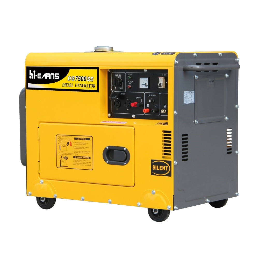 AC однофазный 5.5KVA бесшумный дизельный генератор