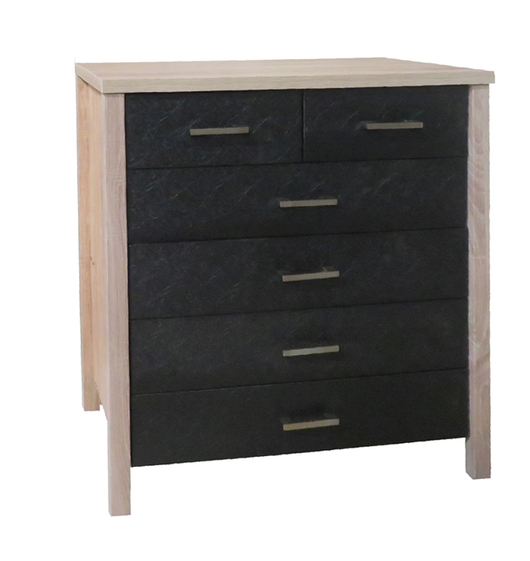 Best Selling Durable Modern Bedroom Furniture Black Oak 6 Chest of Drawer with High Capacity Storage