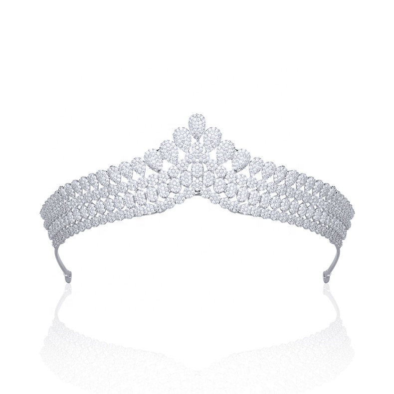 wholesale custom high quality cubic zircon tiara bride princess crown
