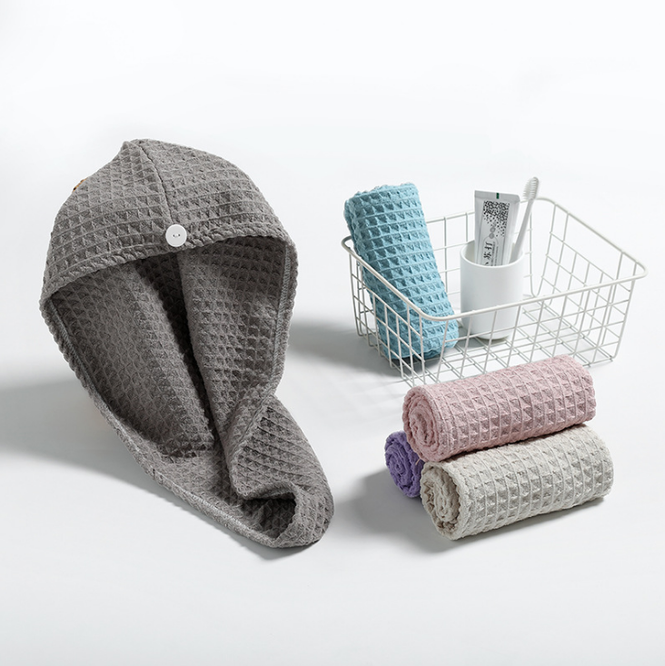 Super Strong Water Absorbent Waffle Hair Wrap Towel Hair Dry Towel Shower Cap for Sale