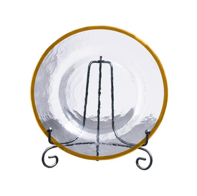 Handmade gold rim sized cheap glass wedding charger plate dinner charger plate