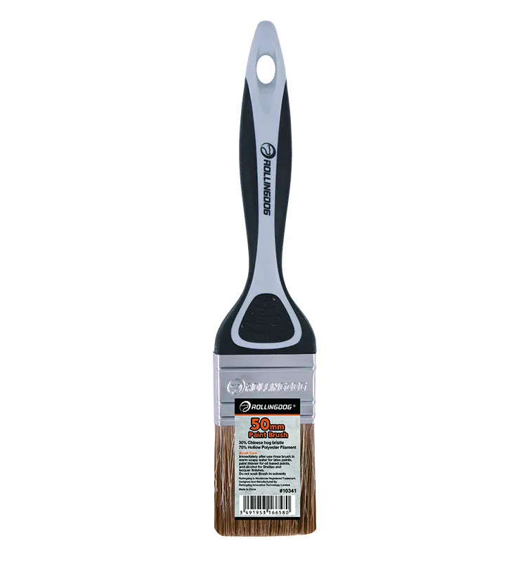 Pro Grade Tapered Solid Filament PET Premium Flat Brush Paint Brush Stainless Steel Ferrule Short Maple Handle