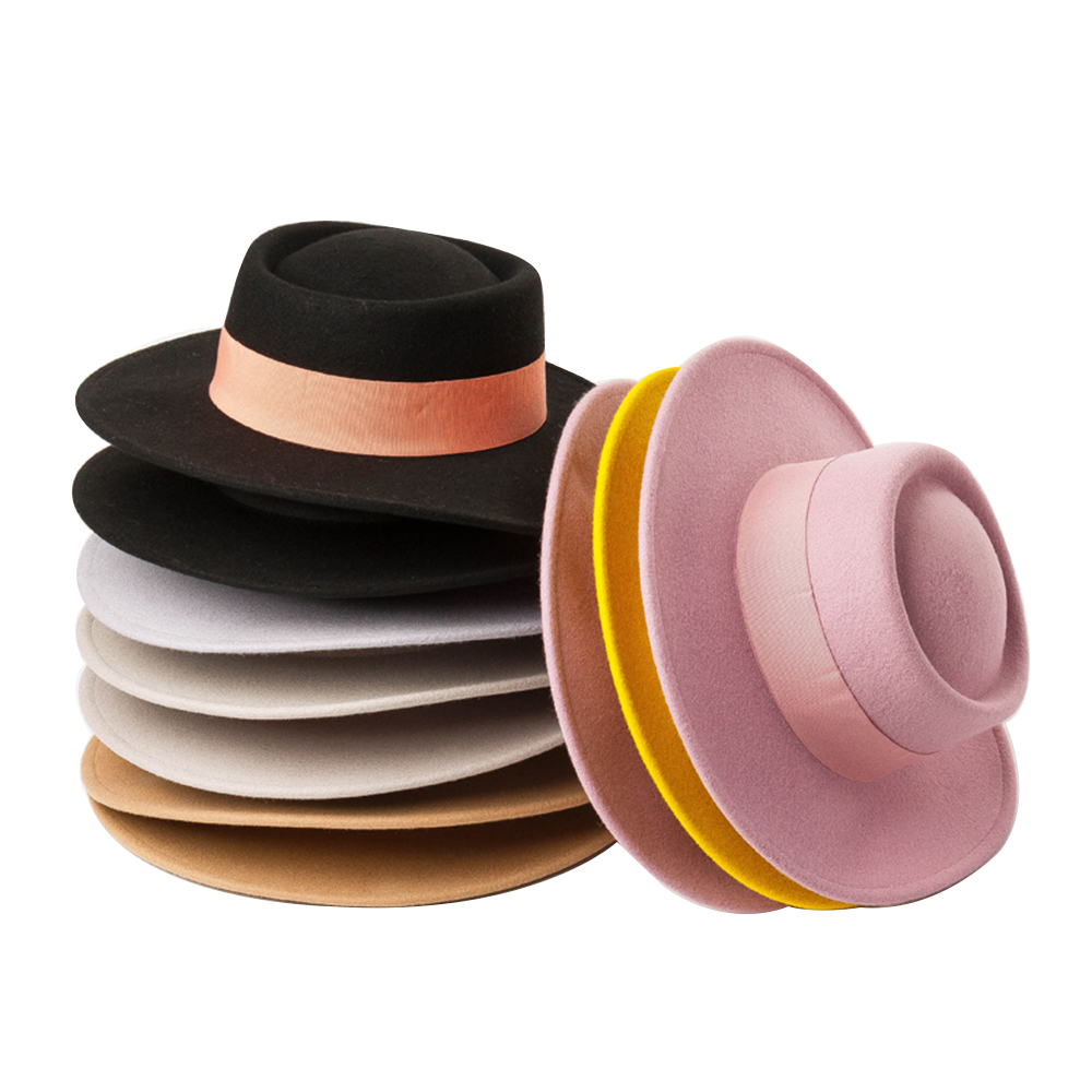 Custom Chapeau Mujeres Sombreros Fieltro Adults Wholesale Wool Wide Brim Ladies Women Felt Panama Fedora Hat