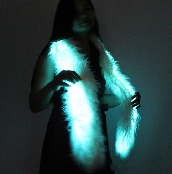LED Scarf Fashion Ladies Fur Flashing Party Awesome Color Adjustable Scarves Shawl Other Scarves