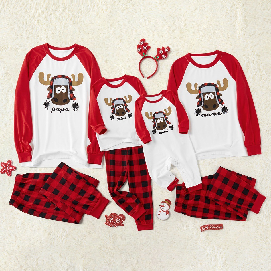 HJ PSW13 Family Christmas Pajamas Elk Printed Parent-child Home Sets Sleepwear Family Matching Nightwear Suit pyjamas