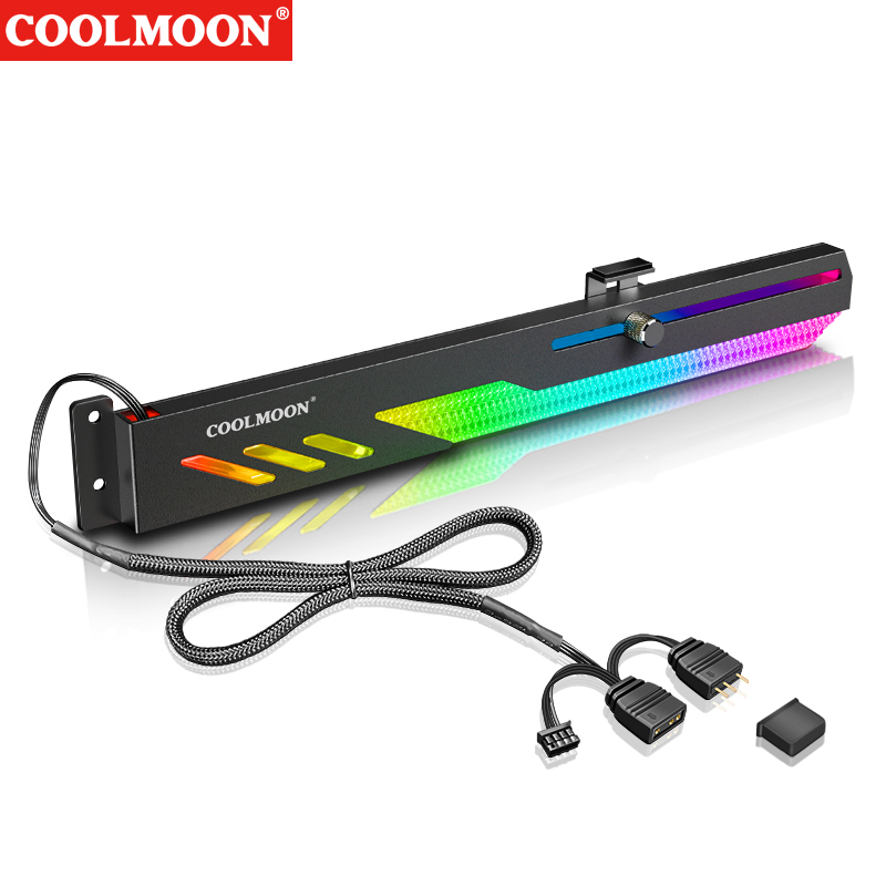 COOLMOON GT8 gpu стояк 280 мм компьютер металла видеокарта Светодиодная панель 5v ARGB GPU держатель
