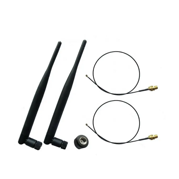 2 Pcs 2.4GHz 5GHz Dual Band Tilt Rubber Duck WIFI Antenna 6DBi Pigtails With ufl RP-SMA connector