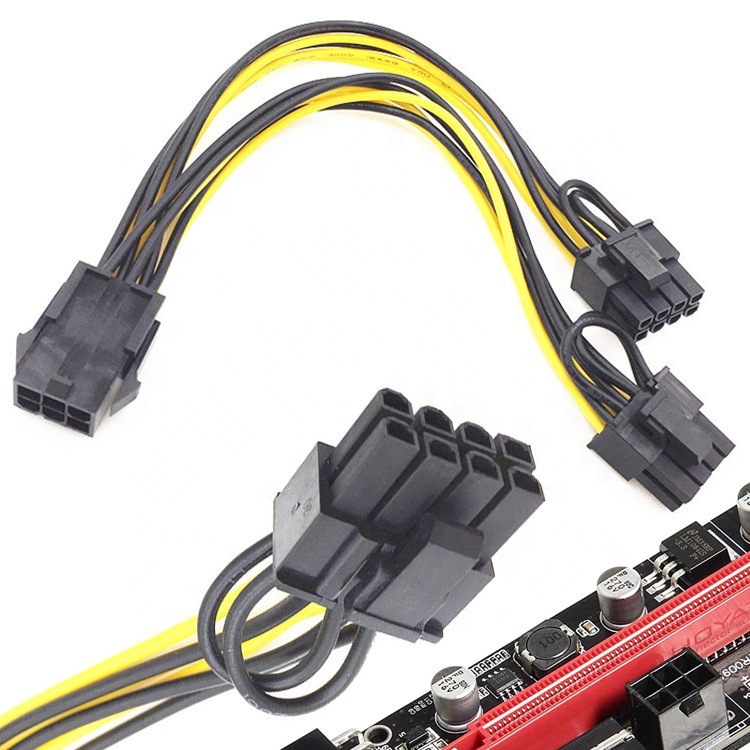 GPU 6 PIN to Dual 8 PIN 18AWG PCI Express Motherboard Power Supply Adapter PCIe Riser 3.0 Extension Cable