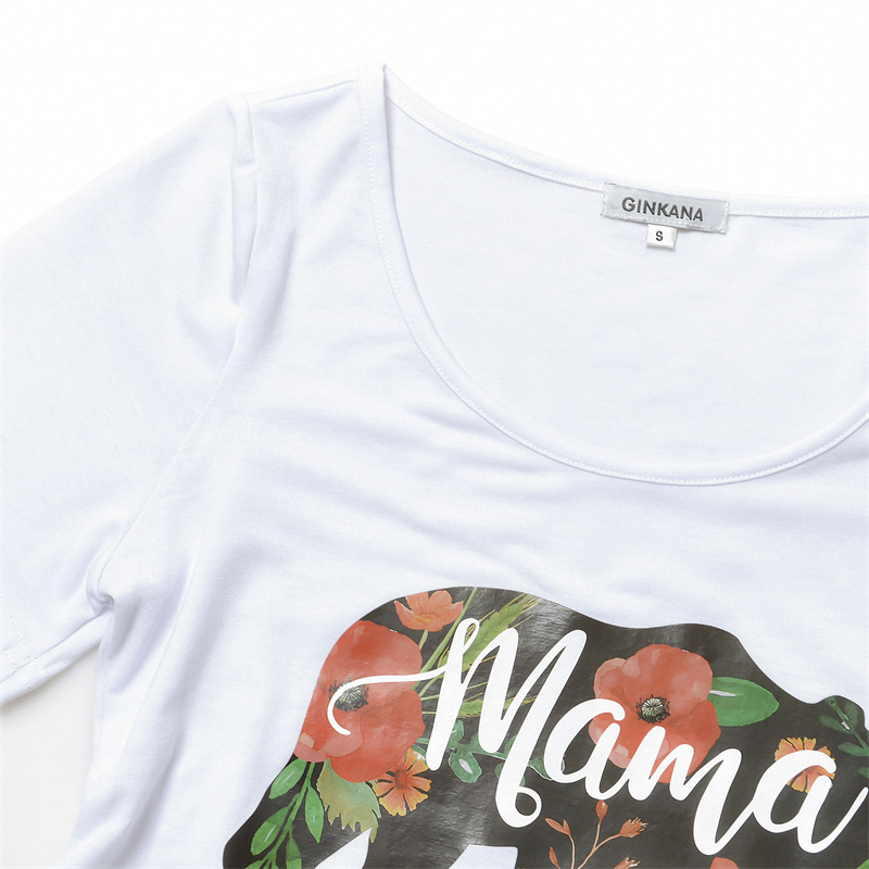 Maternity Clothes Casual T Shirts Printed Round Neck Cute Cartoon Breathable And Comfortable Loose Top Cotton Maternity Wear