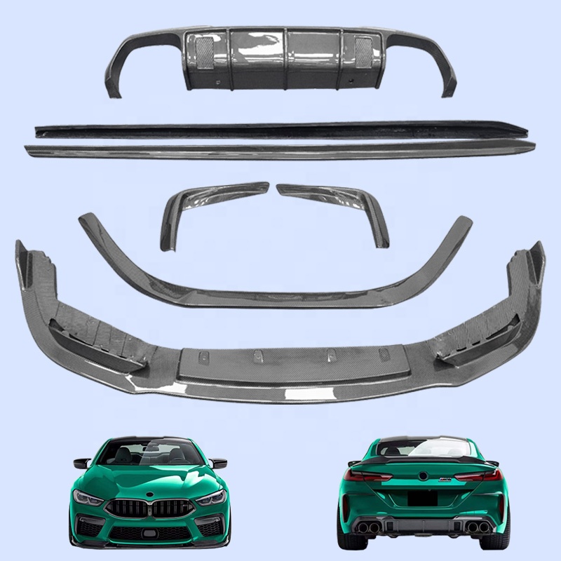 Комплект кузова из углеродного волокна для BMW M8 модифицированные V-образные маленькие обрамленные Передние Губы задние губы задние крылья боковые юбки