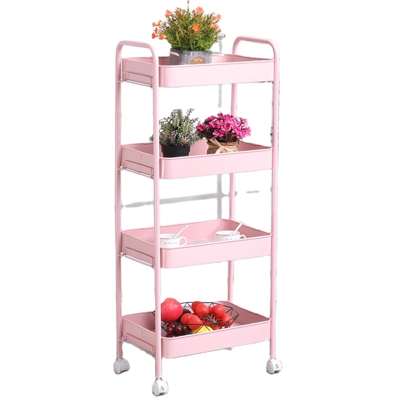 Steel Ailipu metal bathroom living room 4 tier Movable kitchen Shelf household storage trolley cart