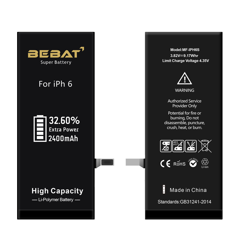 High capacity 0 cycle rechange battery 2400mah 3.82v for iphone 6 for apple 6g