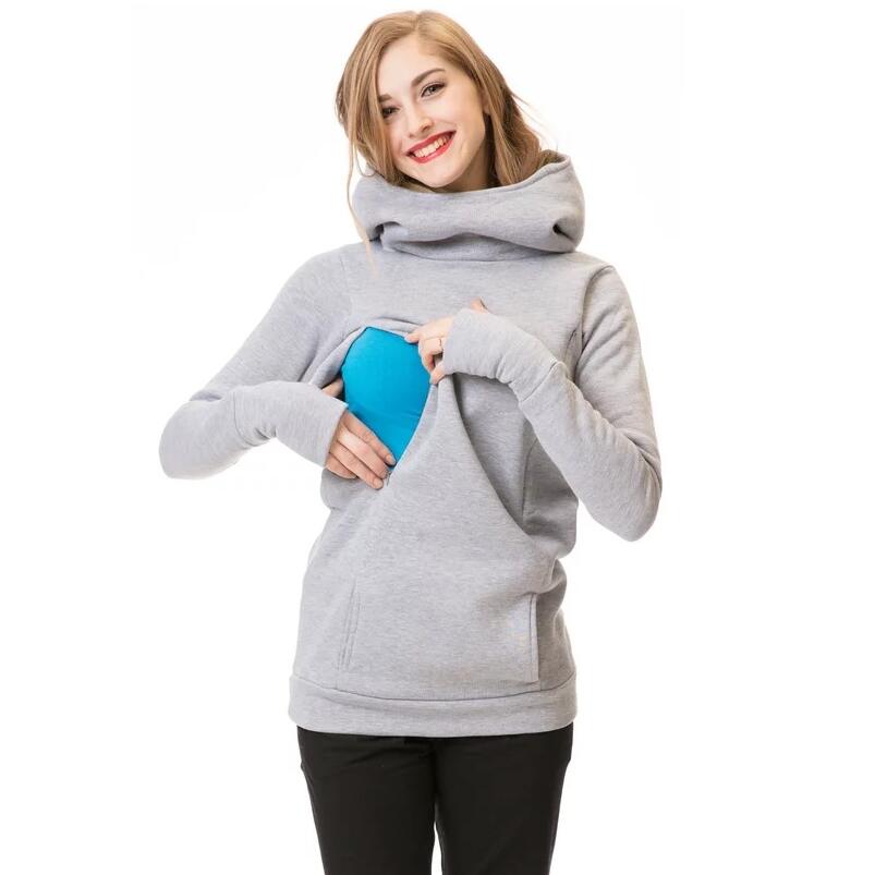 Pregnancy Women Breastfeeding Maternity Clothing Tops Nursing Hooded Lactation Clothes For Pregnant Sweatshirt Large Size