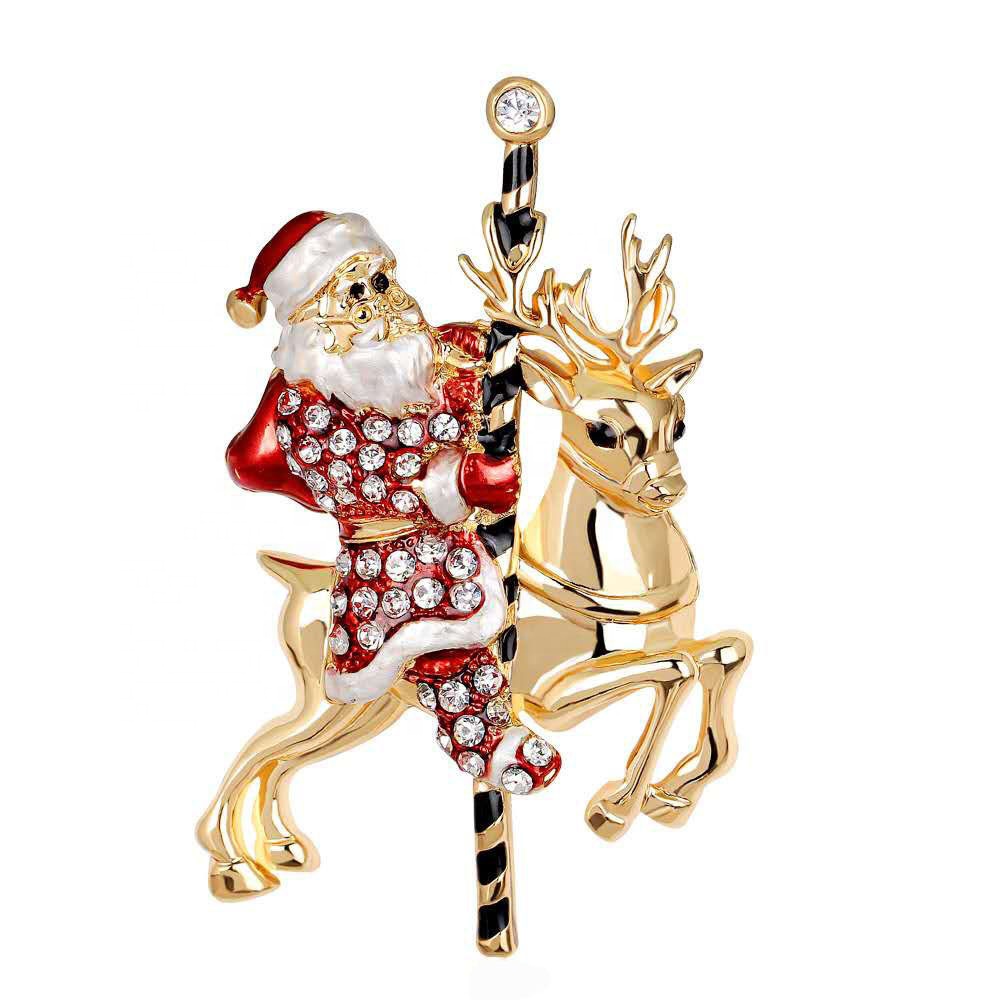 New design enamel Snowman Santa Claus bell socks tree Christmas Brooch Pin Christmas holiday gift