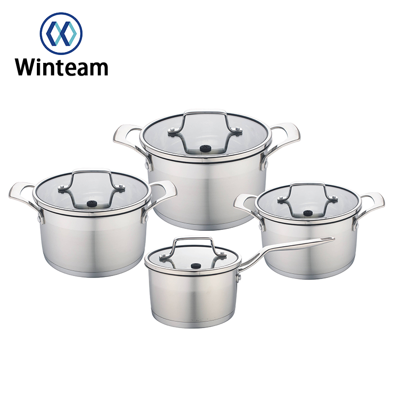 Winteam, 8 шт., лидер продаж, заводская цена, ручка из нержавеющей стали, набор кухонных антипригарных кастрюль
