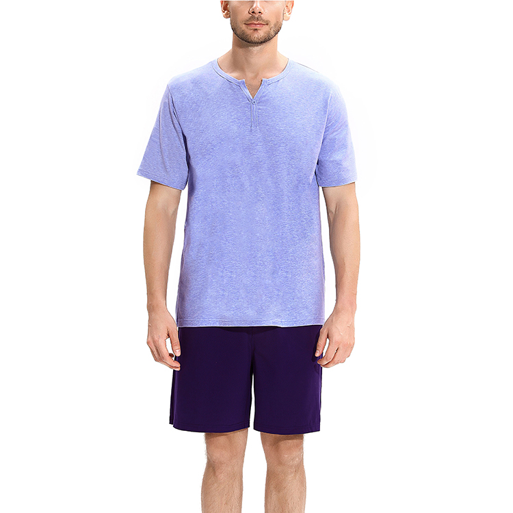 Summer New Casual Fashion Hedging Home Service Suit Knitted Pajama Set Men Short Sleeve Short Pant