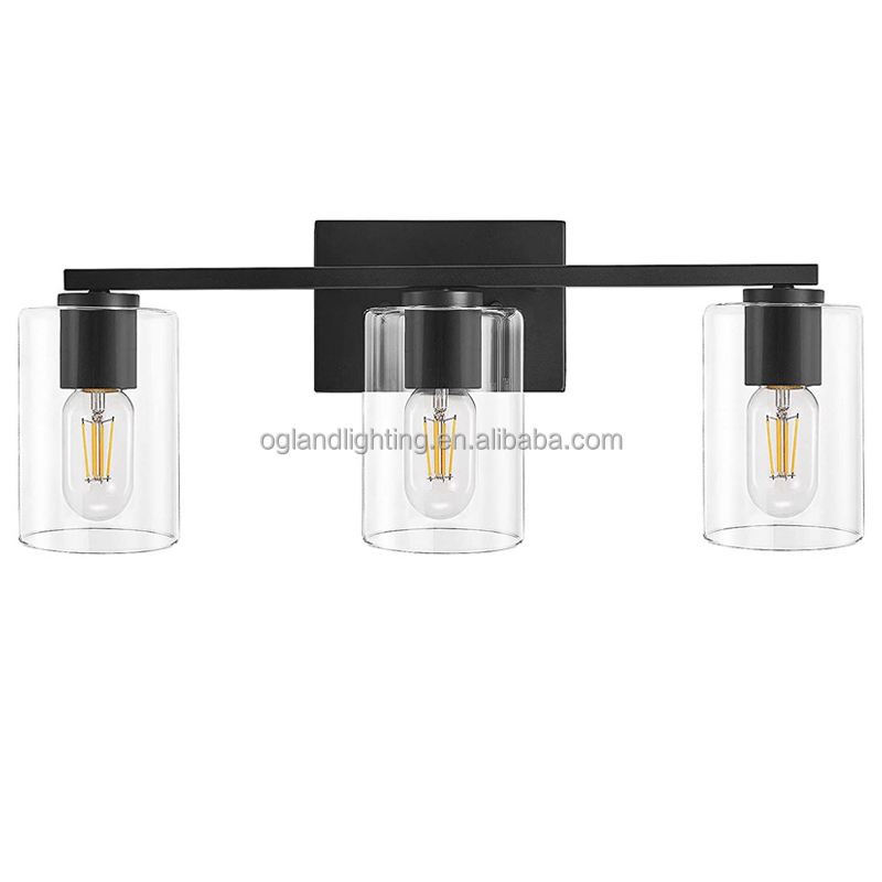 Modern Bath Wall Mounted Lights Bathroom Light Fixtures, 3 Light Matte Black Vanity Light, Vintage Wall Sconces Lighting,