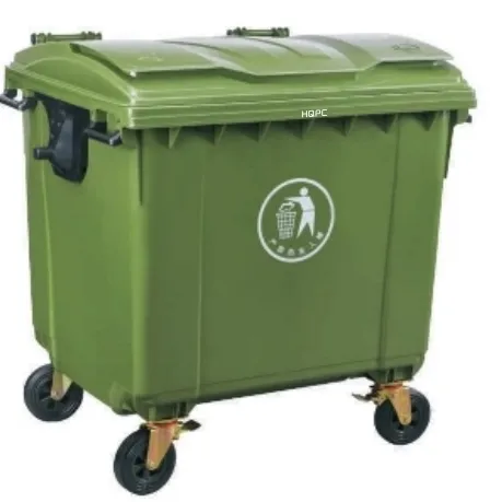 1100 liter plastic industrial dustbin mobile waste bin outdoor large garbage container trash can with four wheels