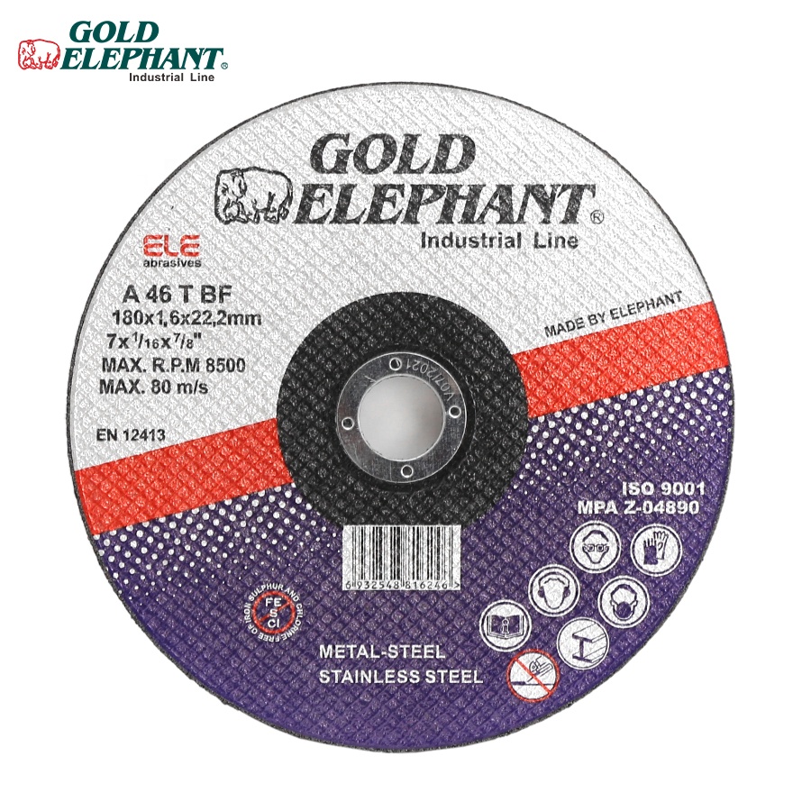 Абразивный отрезной диск Gold Elephant resin 7 дюймов, режущее колесо 180 мм, режущий диск для металла и нержавеющей стали