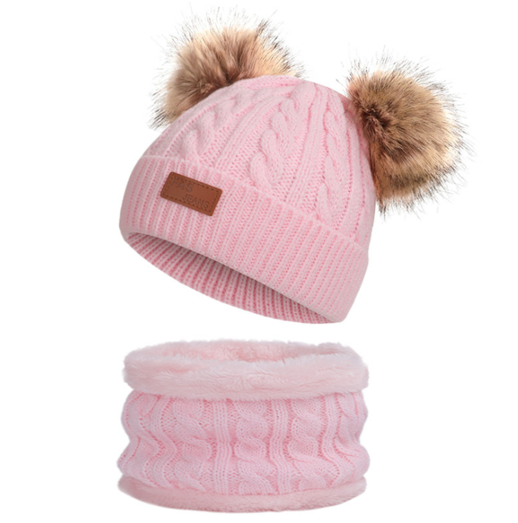 Kids Beanie Set Popular with Fur Knitted Hat Custom Kids Baby Children Beanie