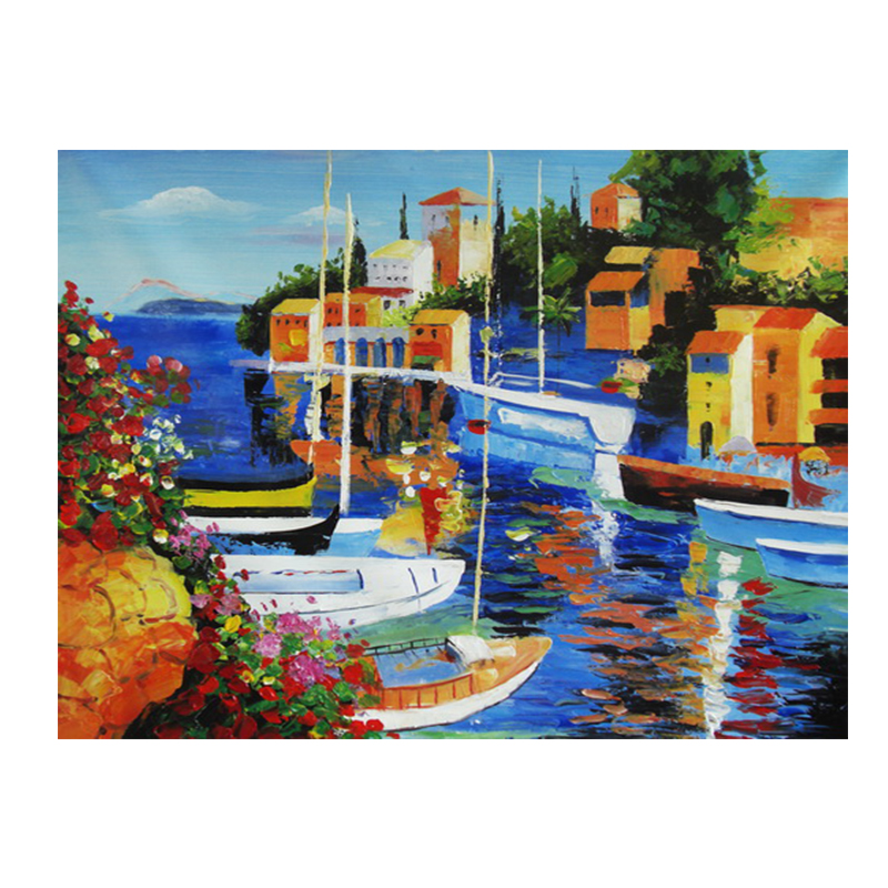 Modern Mediterranean oil painting on canvas