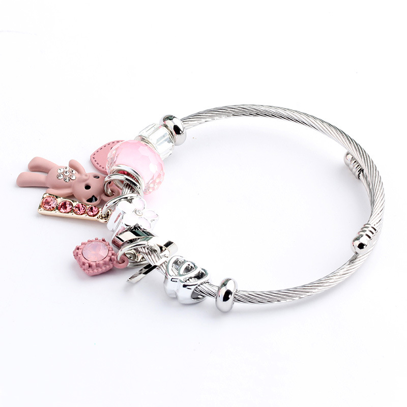Amazon DIY Creative Swan Bear Stainless Steel Adjustable Bracelet