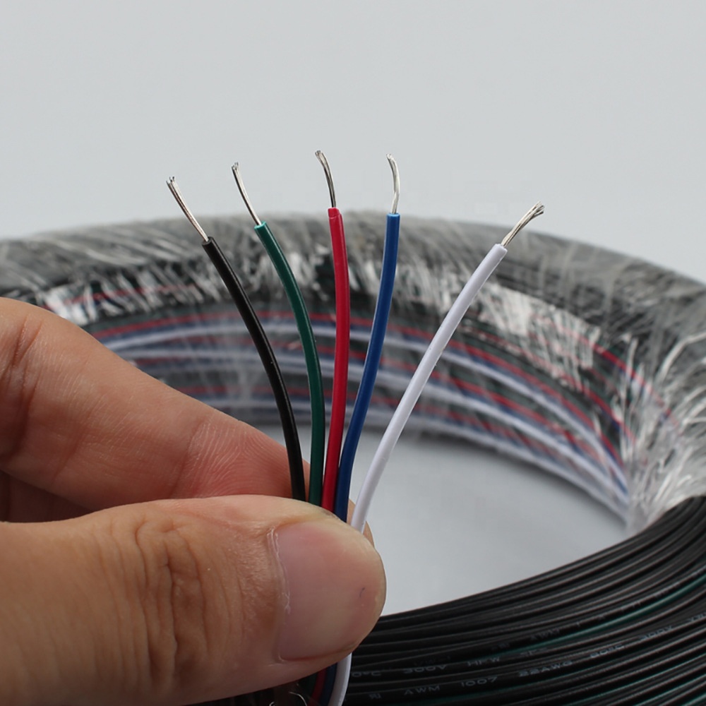 RGBW жильный кабель 22AWG 5Pin RGBW прокладки провода кабеля