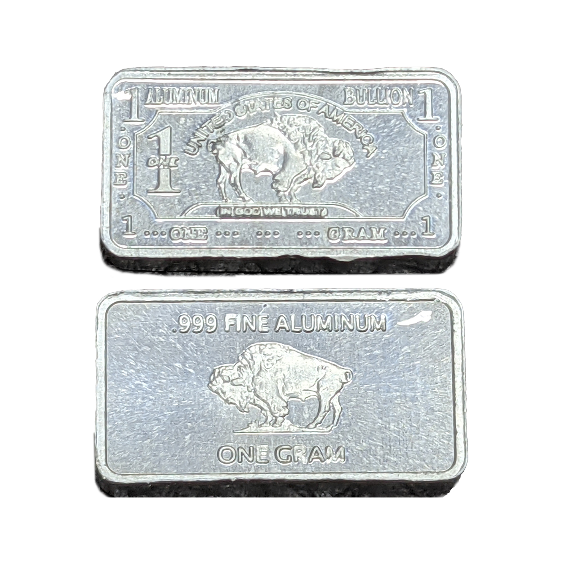 Designs 1 Gram Aluminum Pure Maple Bar Buffalo Fine .999 Ingot Size15x8mm