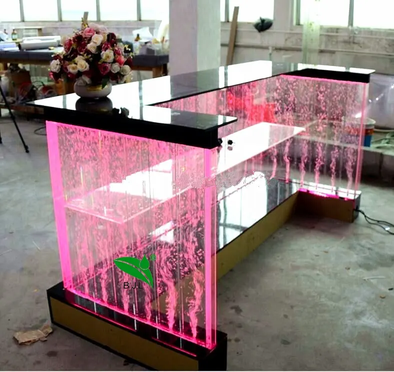 Custom made bar furniture led light furniture acrylic water bubble wall bar counter