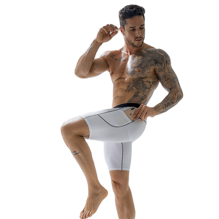 Hot Sale Men Running Sport Elasticity Close-fiting Ice Silk Longthen Fitness Underwear Boxers Brieds