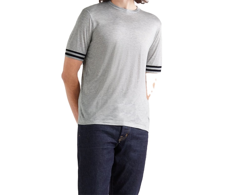 OEM custom slim fit t shirt 100% cotton Striped Jersey T-Shirt for men