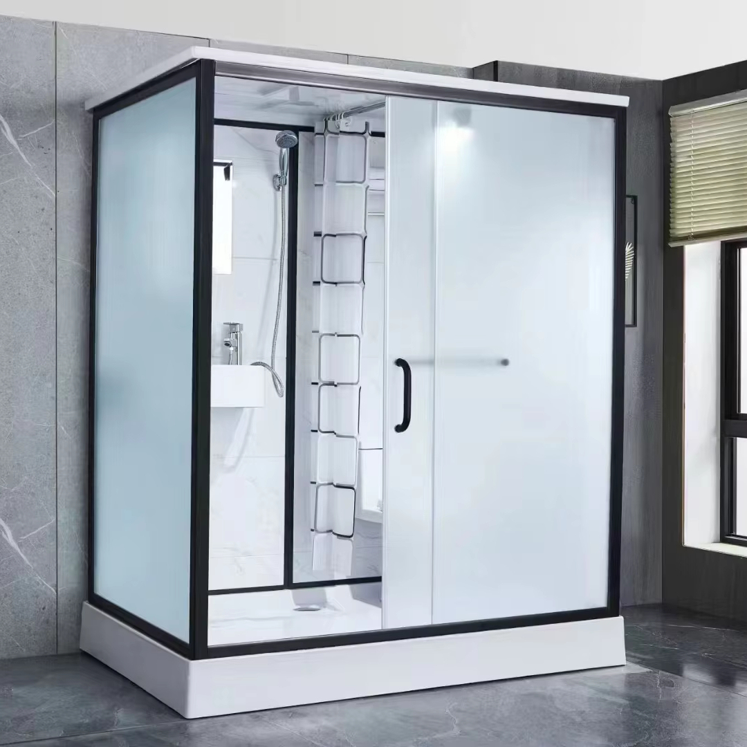 Sliding-Style Integrated Shower Room with Frameless Design for Construction Sites Dormitories Apartments-Bathroom Toilet Basin