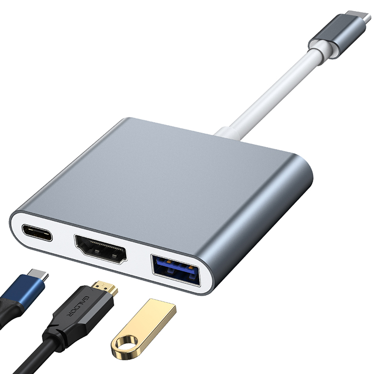 New Pore USB C 4K Combo Multi 3 in 1 USB 3 Port HD 4K*30HZ Adapter Type C Data Por Charging Type C Hub