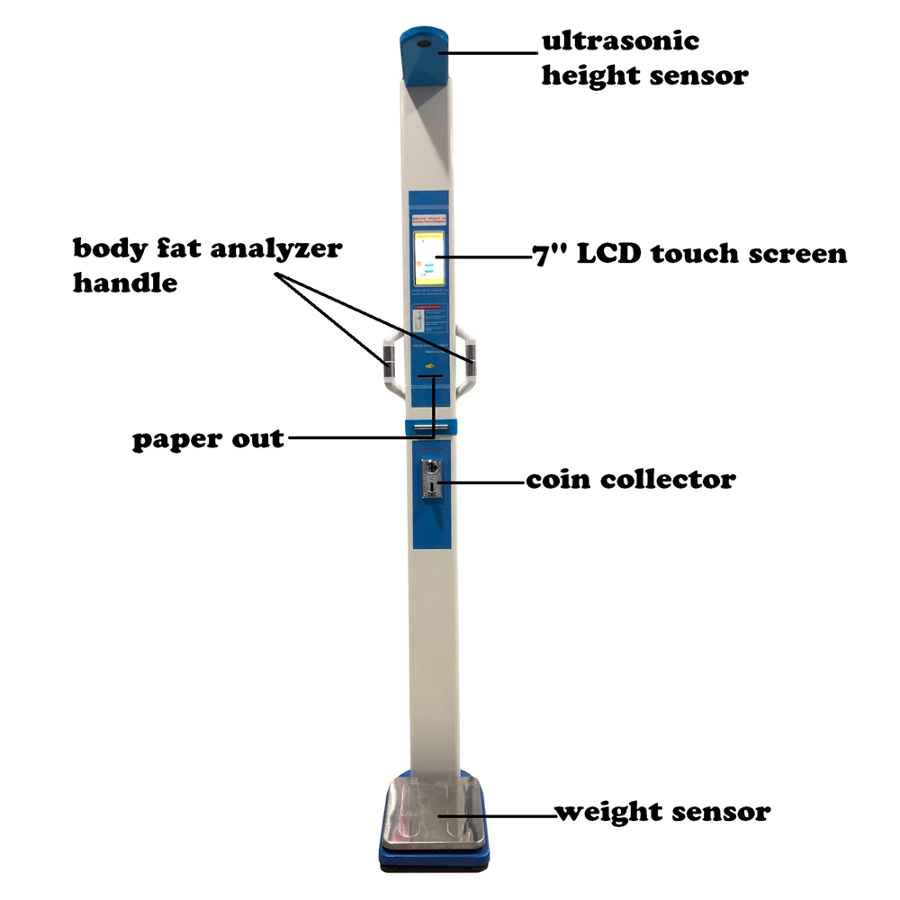 HW-700A Body BMI здоровья, Ультразвуковой Анализатор высоты, веса и жира, термопринтер