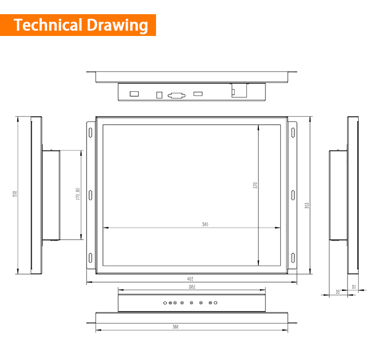 Open frame 17 inch capacitive Touch screen usb tft Lcd Touch Screen Monitor display